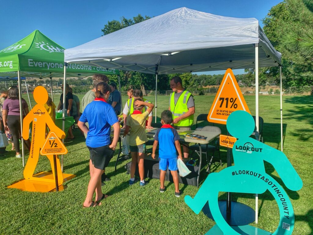 kids at the park learning about traffic safety