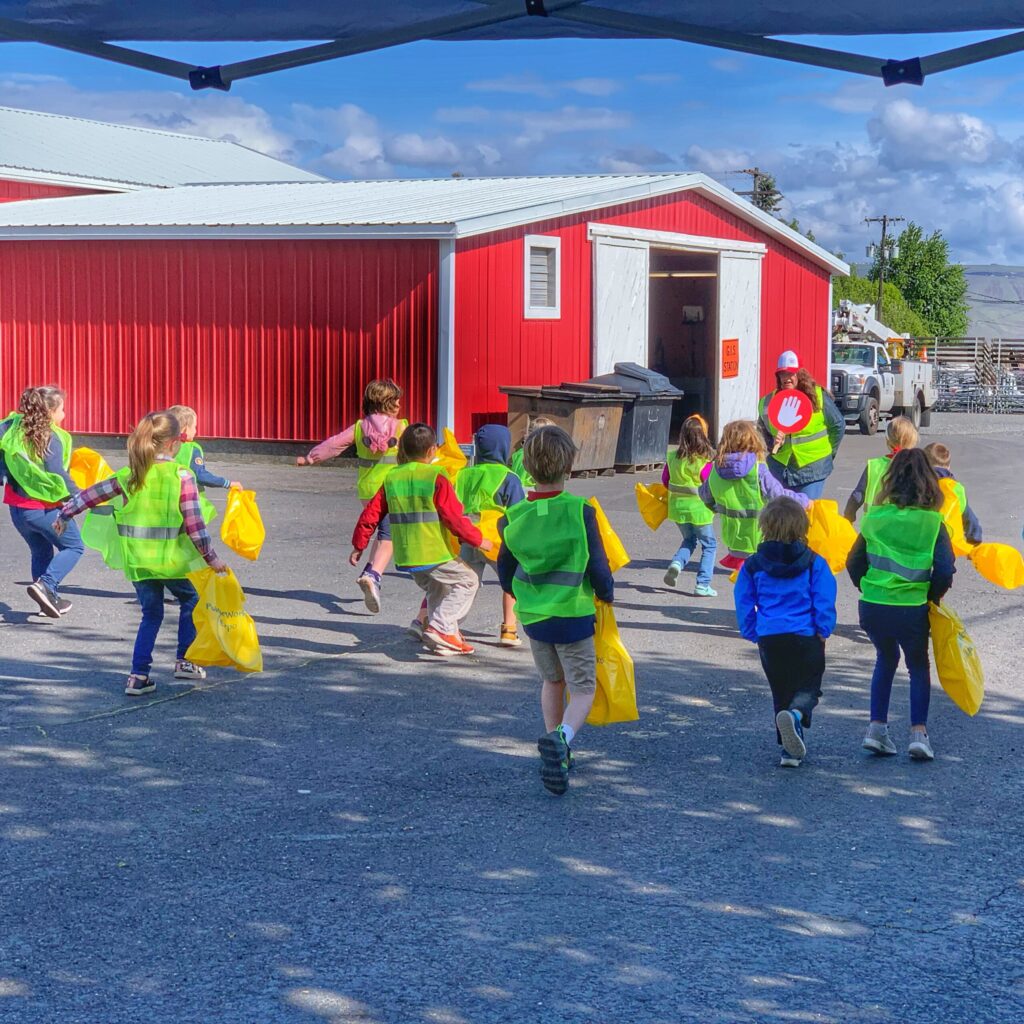 kids playing red light green light game outside