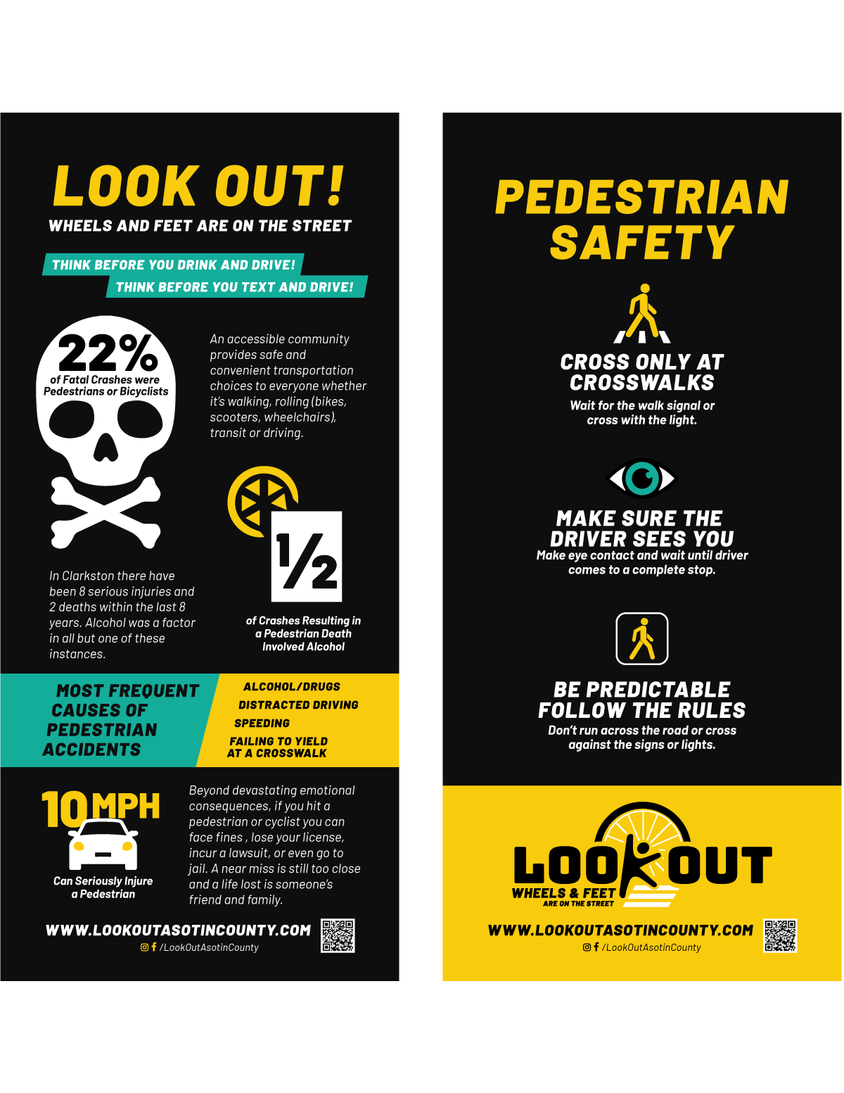 safe driving and pedestrian safety rack card