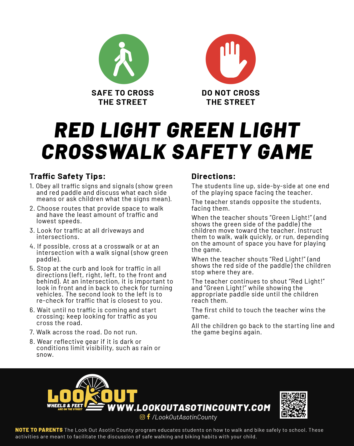 red light green light crosswalk safety game